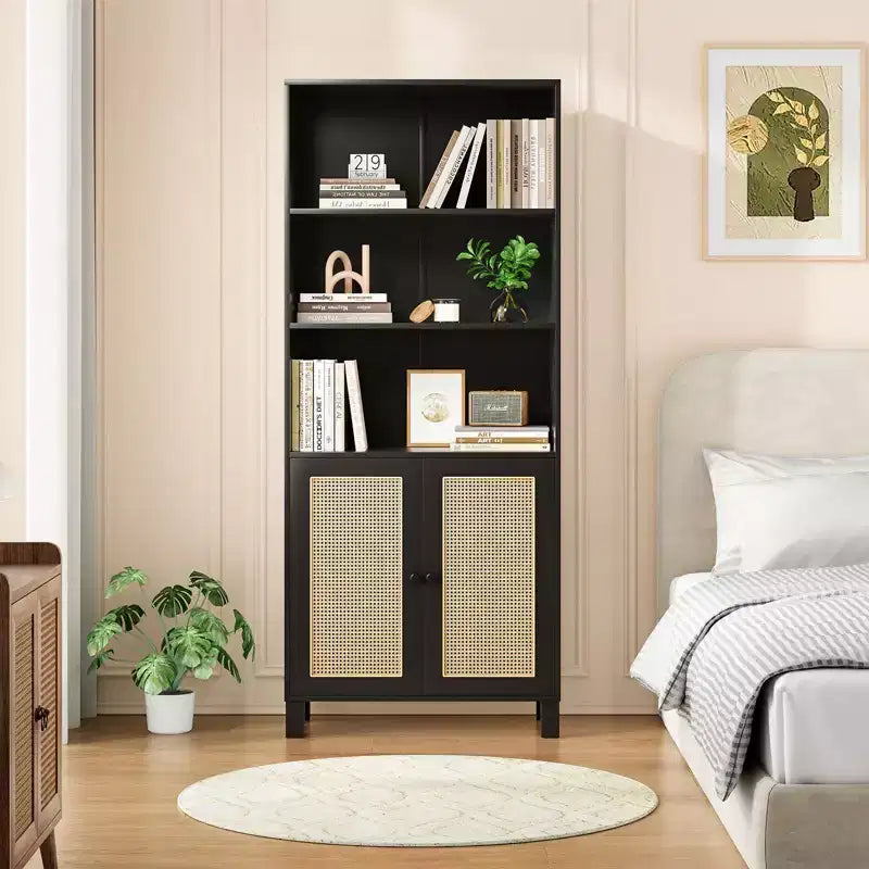 Minimalist Sideboard Buffet Cabinet with 2 Doors and 5 Shelves