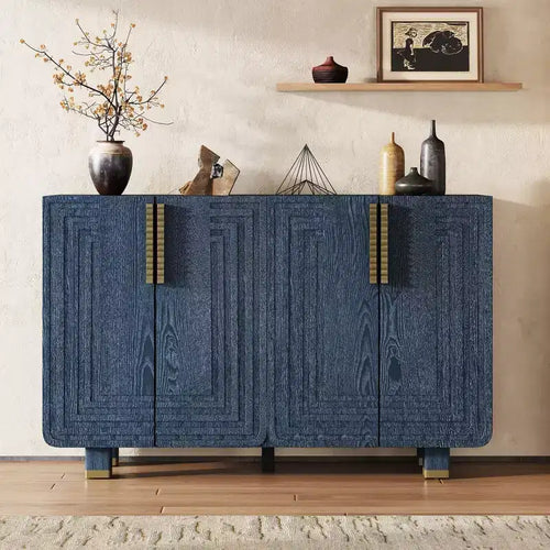 Okak 54in Vintage Sideboard Cabinet, Bufft Cabinet with 4 Doors and 4 Shelves, Storage Cabinet for Living Room, Dining Room, Kitchen