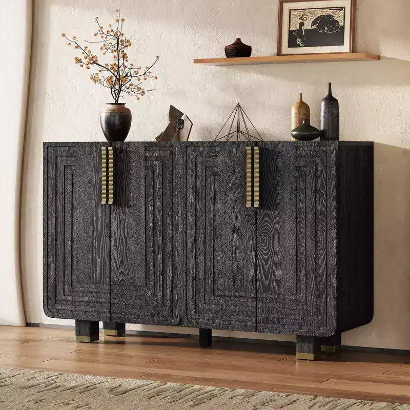 54" Vintage Sideboard Cabinet with 4 Doors and 4 Shelves