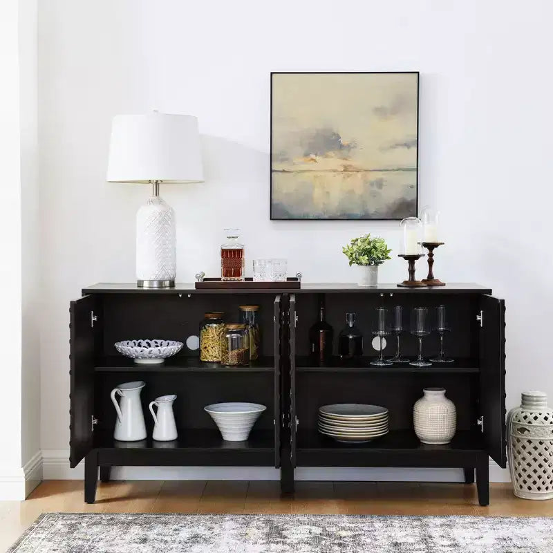 60.5" Farmhouse Sideboard Cabinet with 4 Doors and 4 Shelves