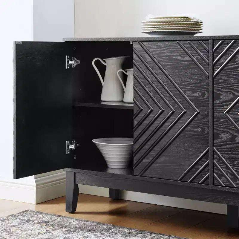 60.5" Farmhouse Sideboard Cabinet with 4 Doors and 4 Shelves