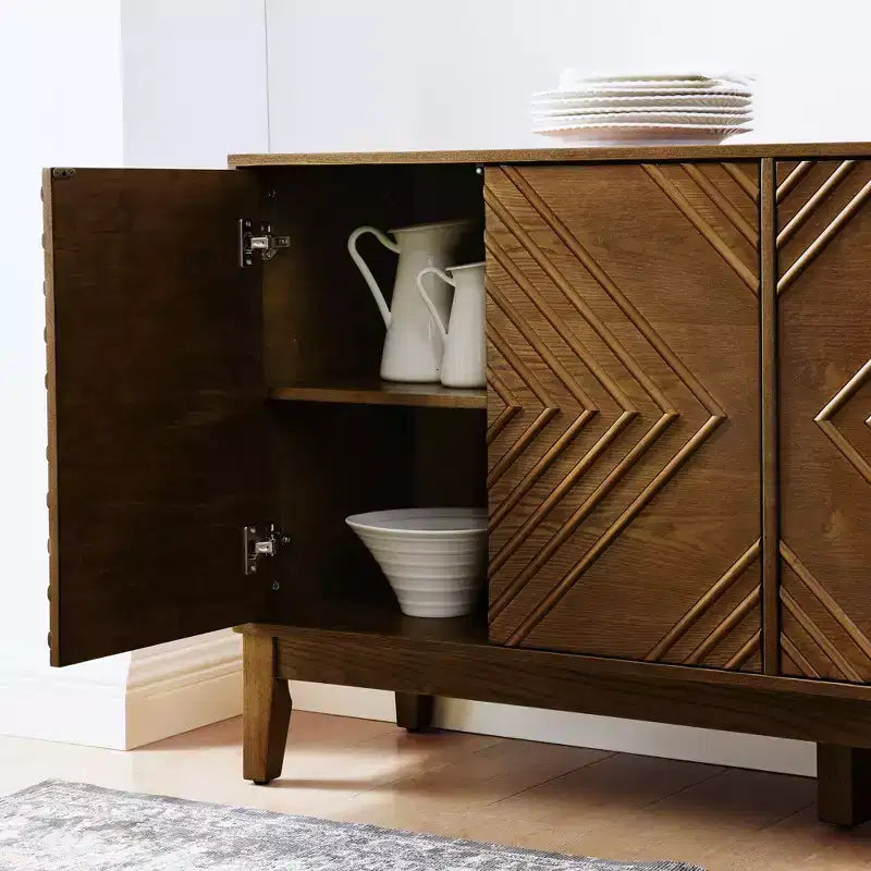 60.5" Farmhouse Sideboard Cabinet with 4 Doors and 4 Shelves