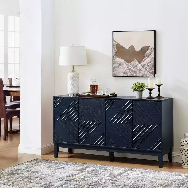 60.5" Farmhouse Sideboard Cabinet with 4 Doors and 4 Shelves