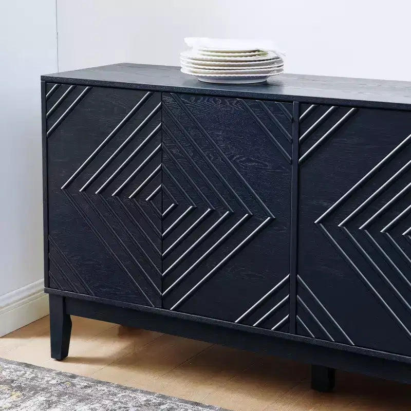 60.5" Farmhouse Sideboard Cabinet with 4 Doors and 4 Shelves