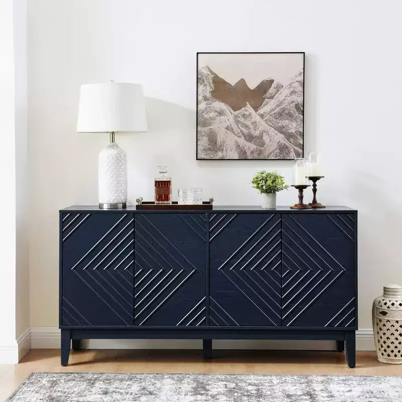 60.5" Farmhouse Sideboard Cabinet with 4 Doors and 4 Shelves