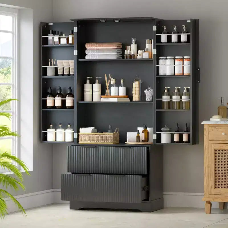72in Modern Tall Storage Cabinet, Storage Cabinet with 2 Doors and 4 Drawers, Cabinet for Lving Room, Hallway, Kitchen
