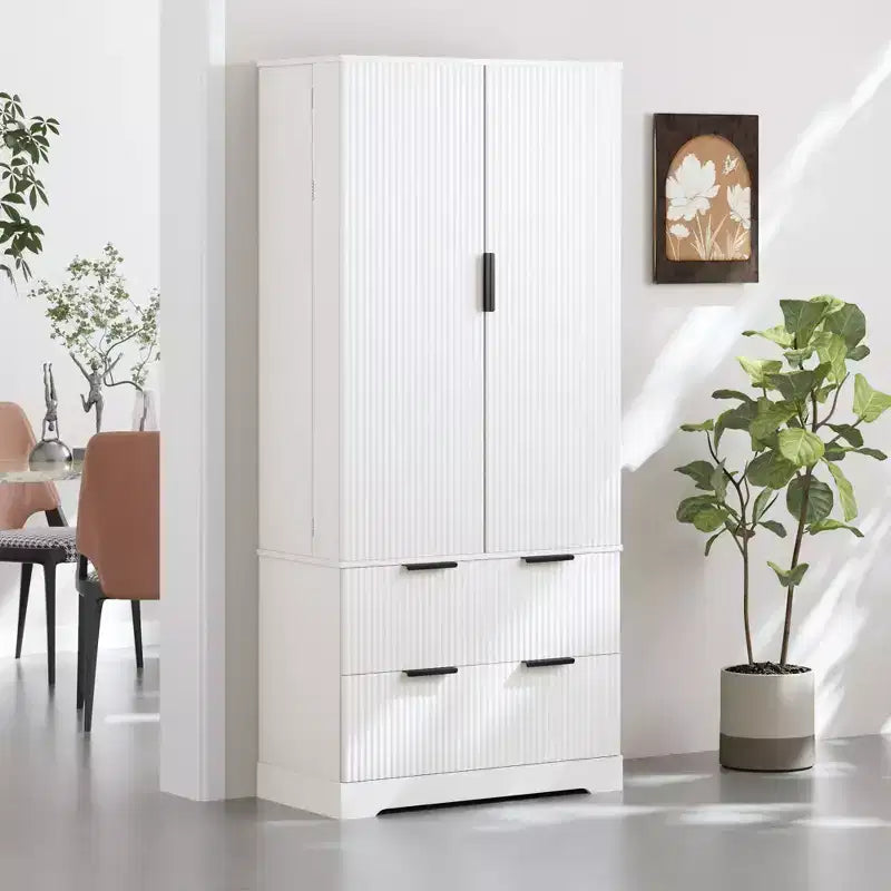 72in Modern Tall Storage Cabinet, Storage Cabinet with 2 Doors and 4 Drawers, Cabinet for Lving Room, Hallway, Kitchen