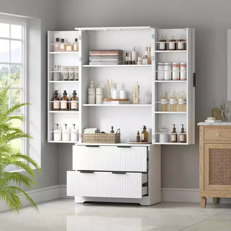 72in Modern Tall Storage Cabinet, Storage Cabinet with 2 Doors and 4 Drawers, Cabinet for Lving Room, Hallway, Kitchen