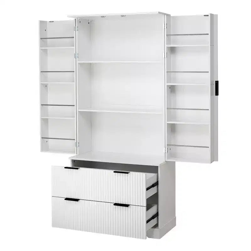 72in Modern Tall Storage Cabinet, Storage Cabinet with 2 Doors and 4 Drawers, Cabinet for Lving Room, Hallway, Kitchen