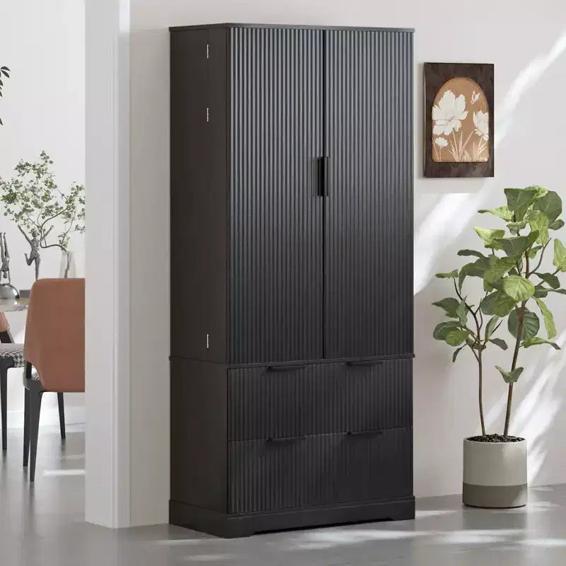 72in Modern Tall Storage Cabinet, Storage Cabinet with 2 Doors and 4 Drawers, Cabinet for Lving Room, Hallway, Kitchen