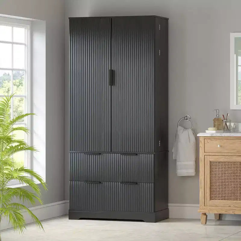 72in Modern Tall Storage Cabinet, Storage Cabinet with 2 Doors and 4 Drawers, Cabinet for Lving Room, Hallway, Kitchen