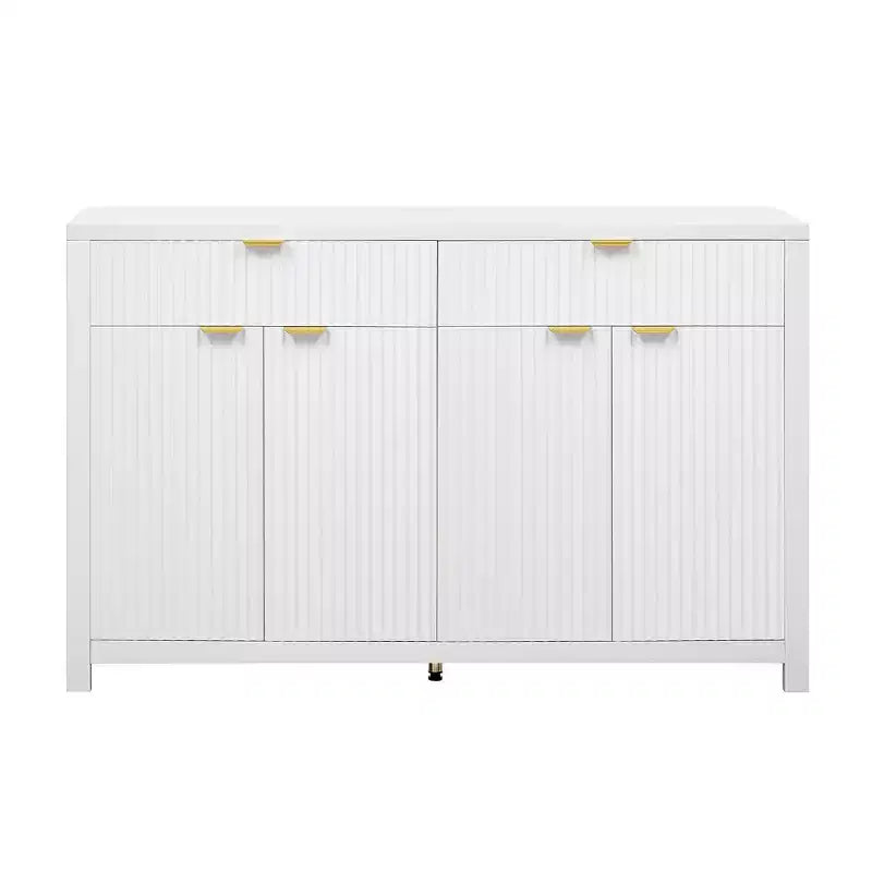Modern Sideboard Cabinet with 2 Drawers and 4 Doors - Aluminum Handles