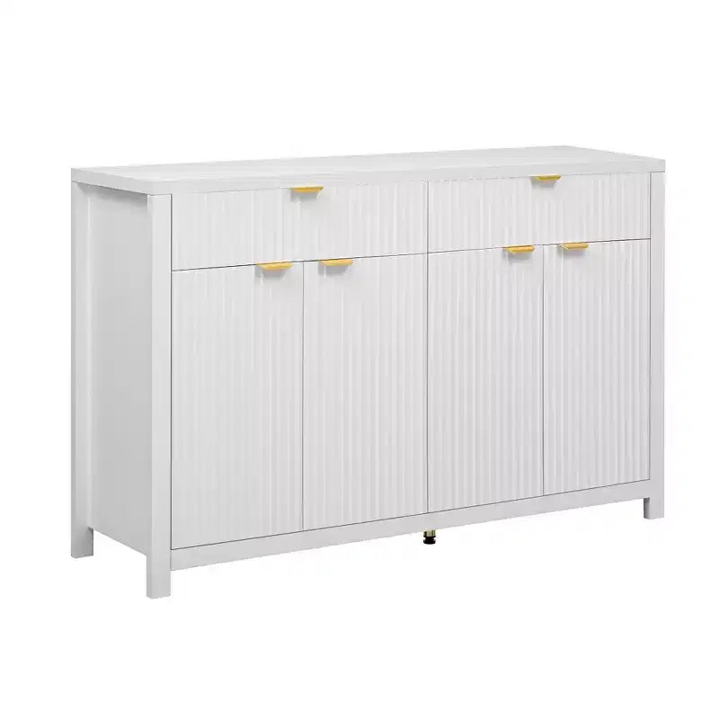 Modern Sideboard Cabinet with 2 Drawers and 4 Doors - Aluminum Handles