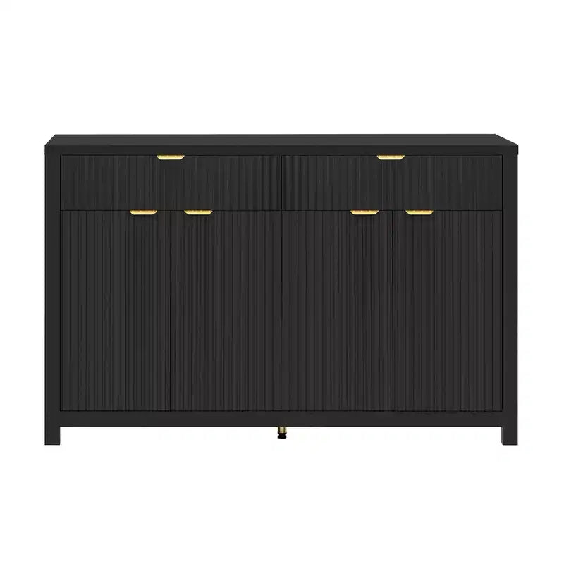 Modern Sideboard Cabinet with 2 Drawers and 4 Doors - Aluminum Handles