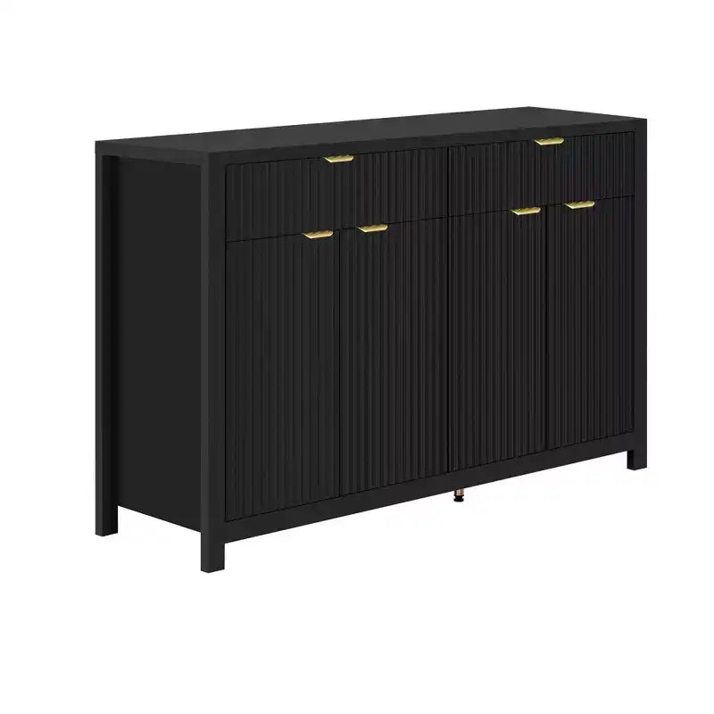 Modern Sideboard Cabinet with 2 Drawers and 4 Doors - Aluminum Handles