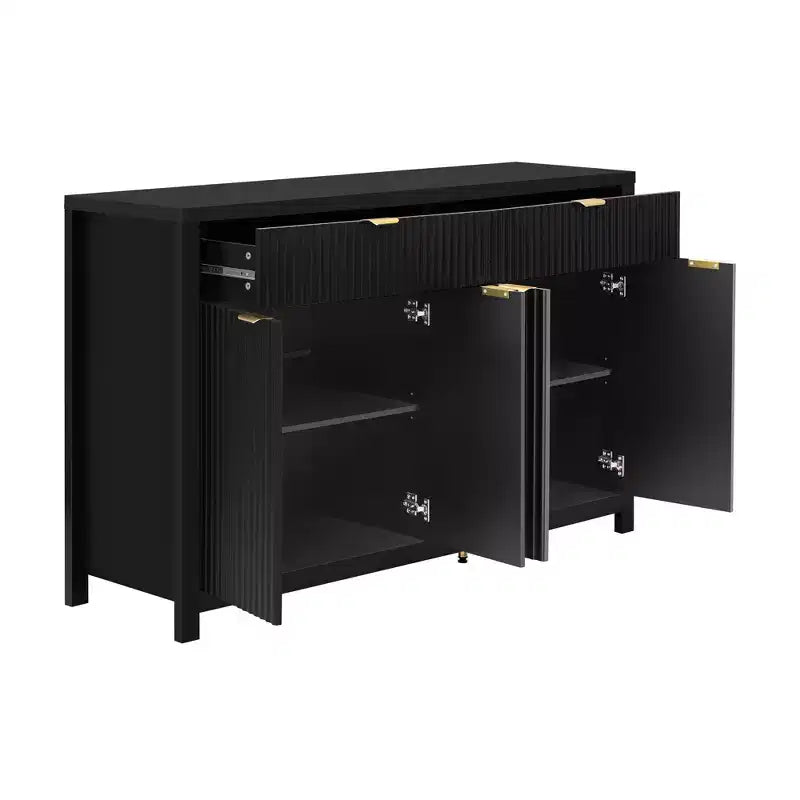 Modern Sideboard Cabinet with 2 Drawers and 4 Doors - Aluminum Handles