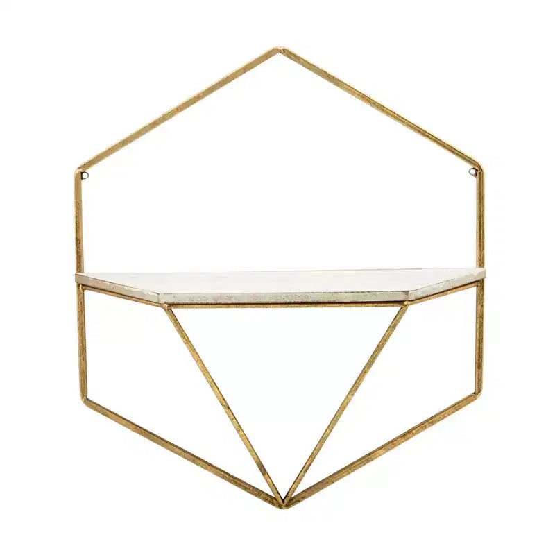 Metal & Wood Floating Storage with Rustic Casual Design - Geometric Wall Shelves - Hanging Display for Home & Office - Set of 2, 20, 16