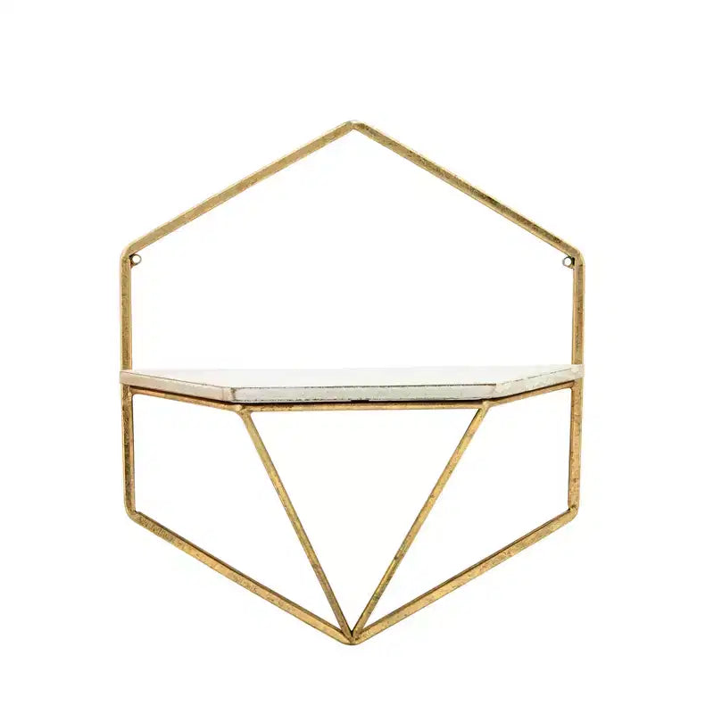 Metal & Wood Floating Storage with Rustic Casual Design - Geometric Wall Shelves - Hanging Display for Home & Office - Set of 2, 20, 16