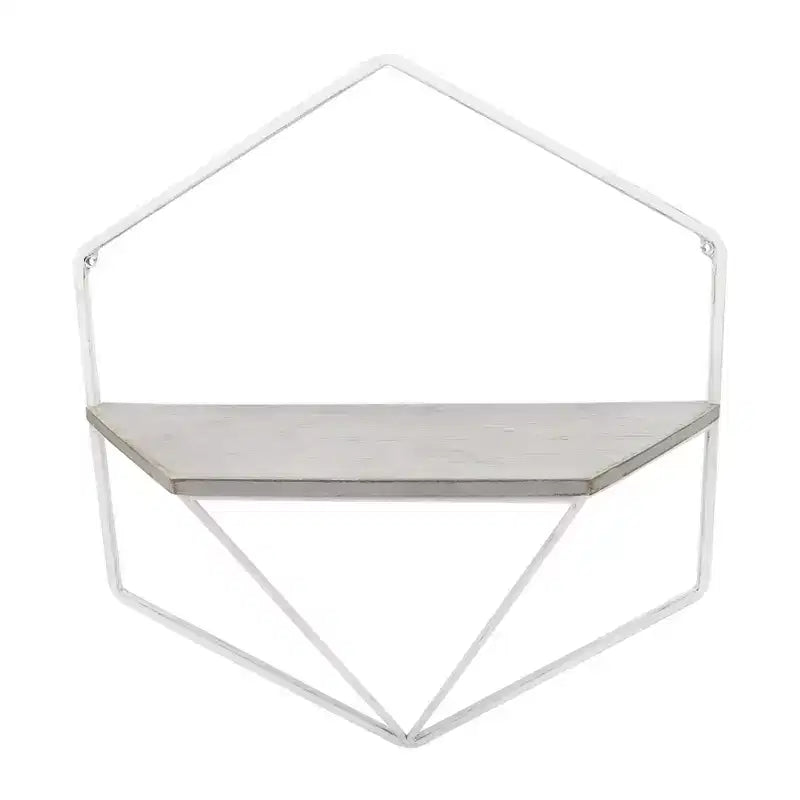 Metal & Wood Floating Storage with Rustic Casual Design - Geometric Wall Shelves - Hanging Display for Home & Office - Set of 2, 20, 16