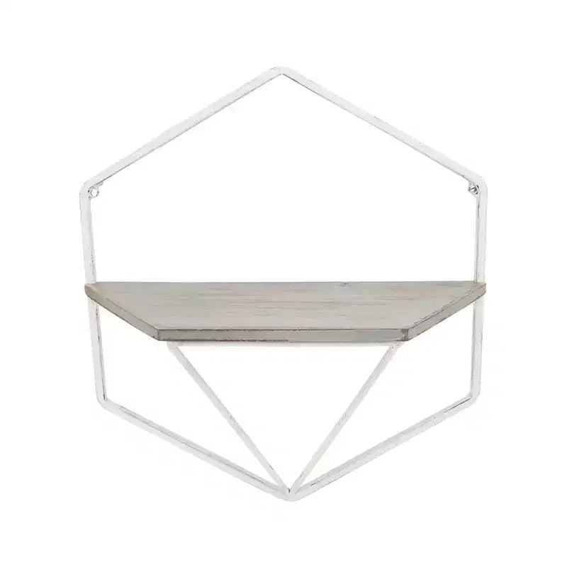 Metal & Wood Floating Storage with Rustic Casual Design - Geometric Wall Shelves - Hanging Display for Home & Office - Set of 2, 20, 16