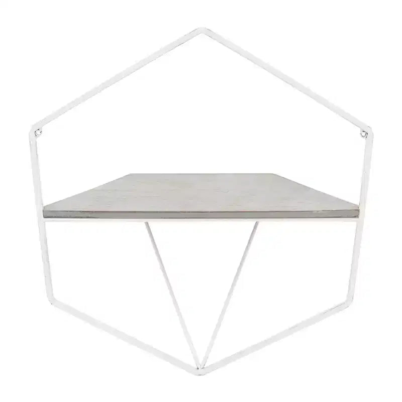 Metal & Wood Floating Storage with Rustic Casual Design - Geometric Wall Shelves - Hanging Display for Home & Office - Set of 2, 20, 16
