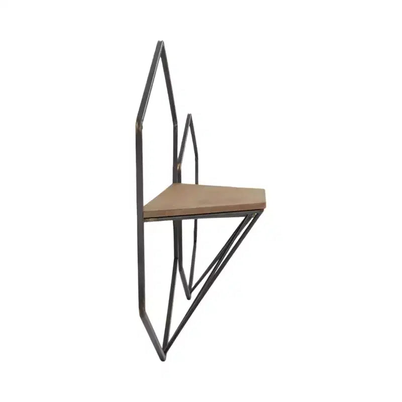 Metal & Wood Floating Storage with Rustic Casual Design - Geometric Wall Shelves - Hanging Display for Home & Office - Set of 2, 20, 16