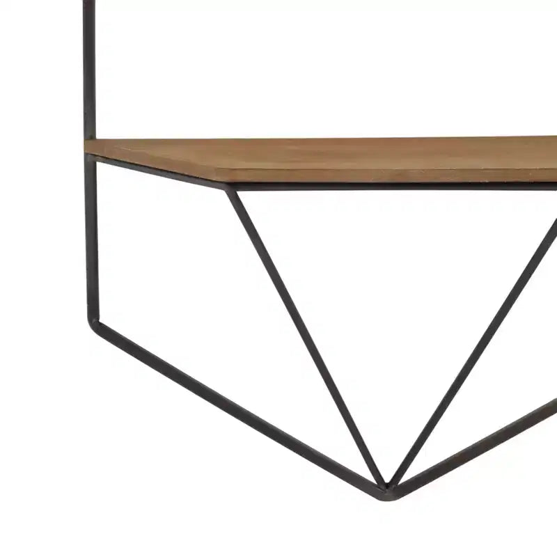 Metal & Wood Floating Storage with Rustic Casual Design - Geometric Wall Shelves - Hanging Display for Home & Office - Set of 2, 20, 16
