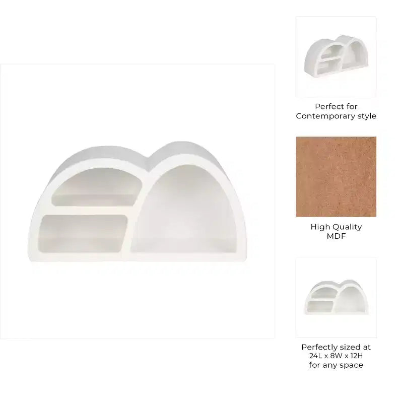 Wall Shelf Wood Sculptural Geometric Asymmetrical Design Contemporary Wall Storage for Home Office Bedroom or Living Room Display Organizer Unit