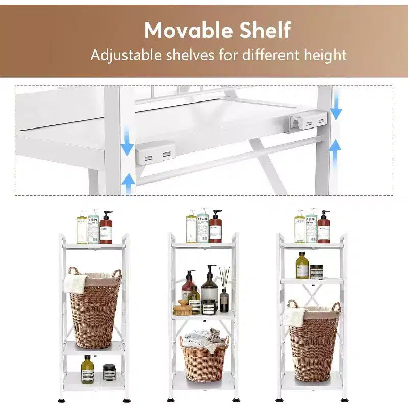 3-Tier Expandable Narrow Shelf - Free-Standing Metal Corner Rack
