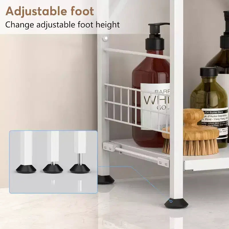 3-Tier Expandable Narrow Shelf - Free-Standing Metal Corner Rack