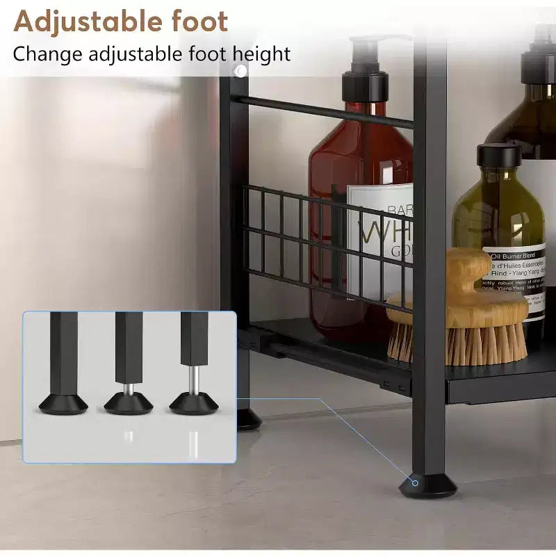 3-Tier Expandable Narrow Shelf - Free-Standing Metal Corner Rack