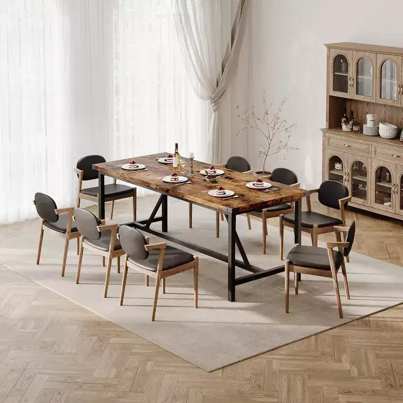 70.87" Rectangle Dining Table for 6-8 - Industrial Wood Kitchen Table with Heavy Duty Frame