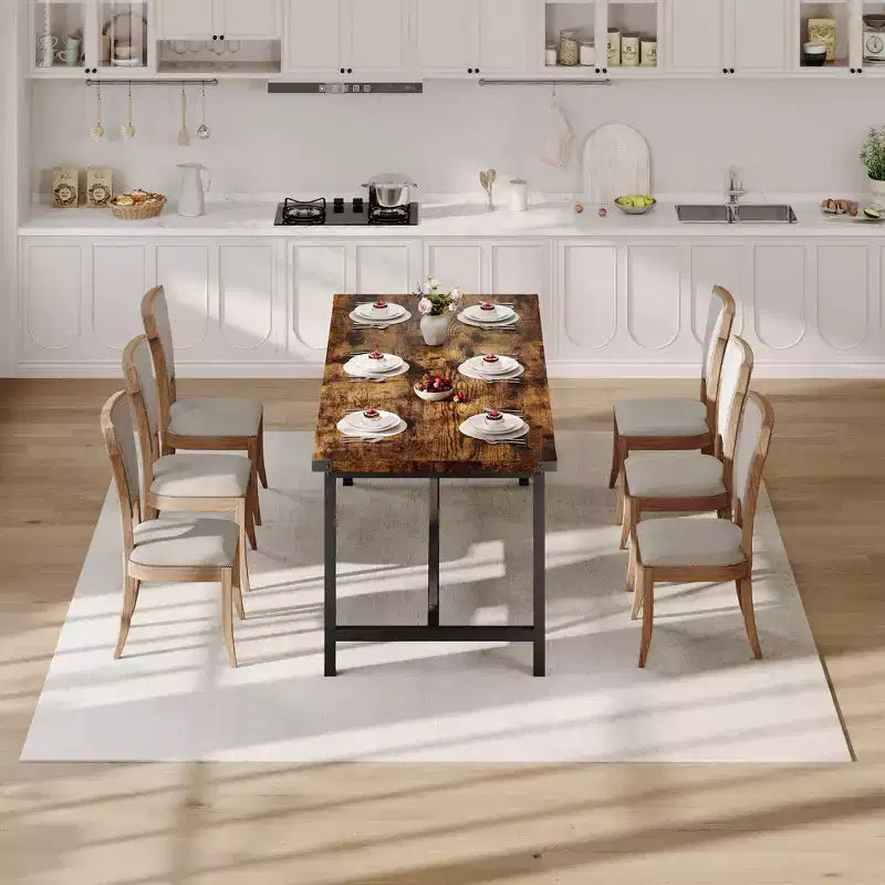 70.87" Rectangle Dining Table for 6-8 - Industrial Wood Kitchen Table with Heavy Duty Frame