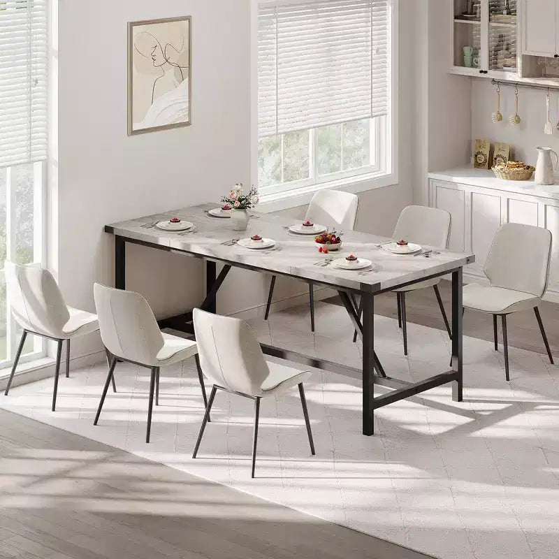 70.87" Rectangle Dining Table for 6-8 - Industrial Wood Kitchen Table with Heavy Duty Frame