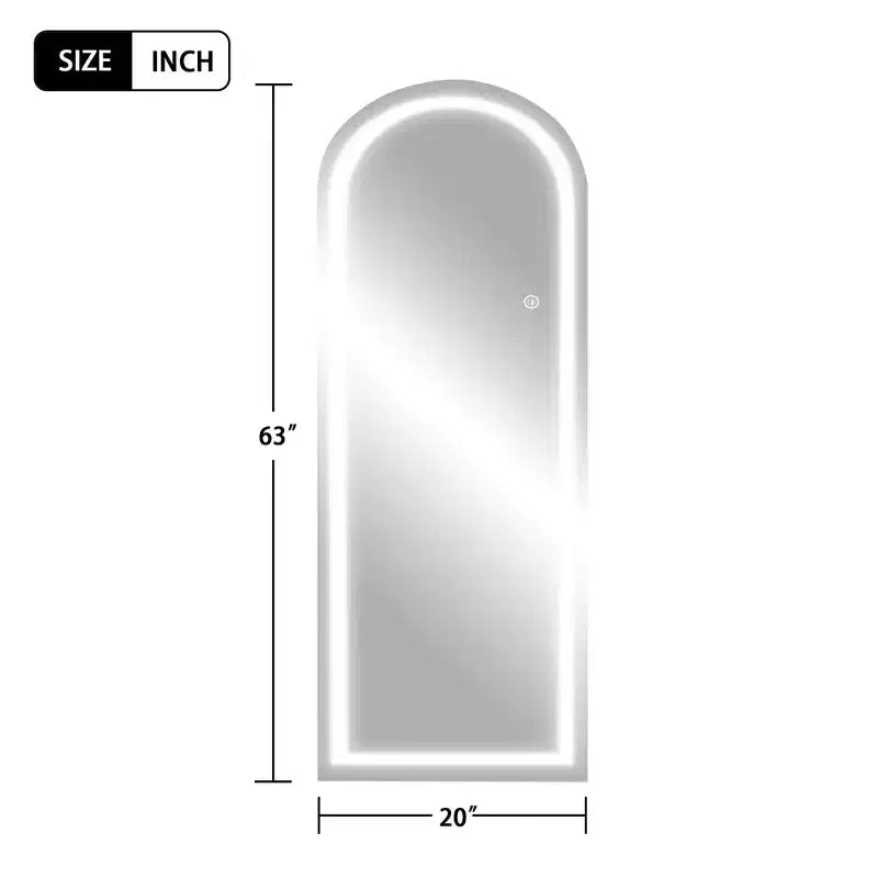 Full Length Arch Shaped Aluminum Alloy Frameless Mirror with Stand