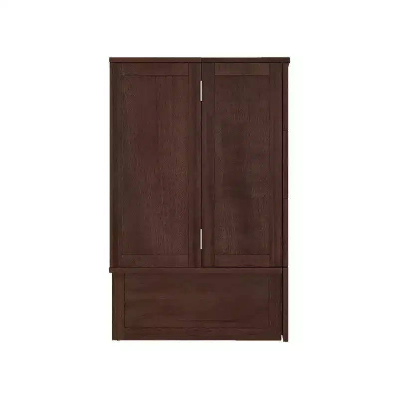Solid Wood Frame Queen Murphy Bed with Built-in Charger and Storage Drawer
