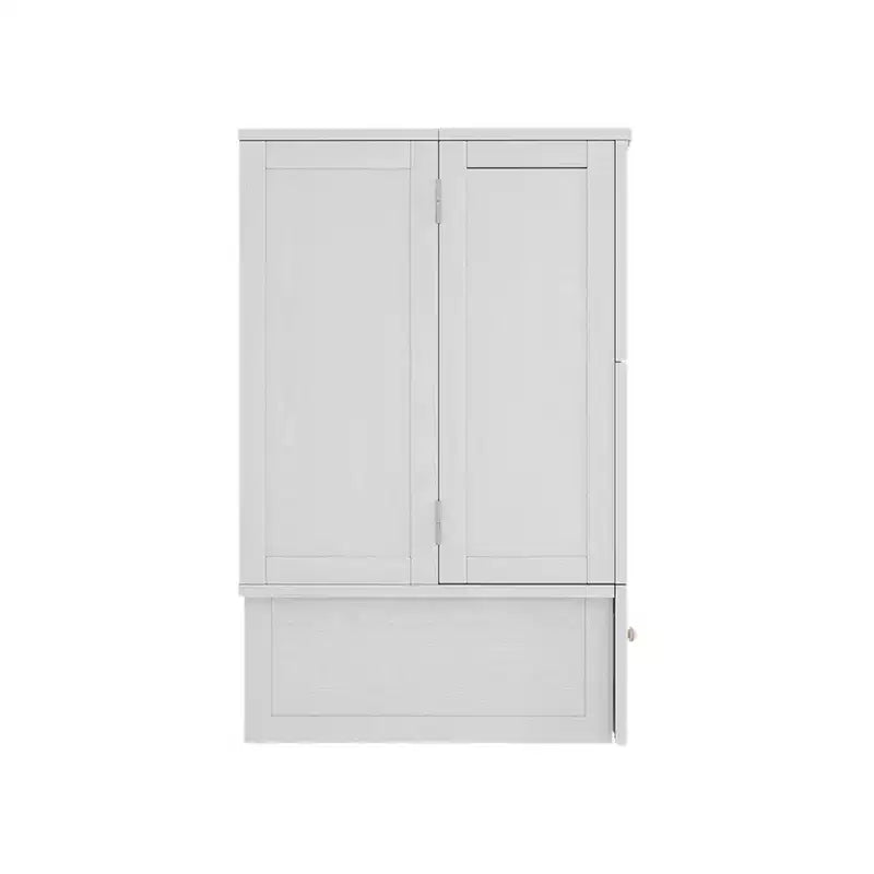 Solid Wood Frame Queen Murphy Bed with Built-in Charger and Storage Drawer