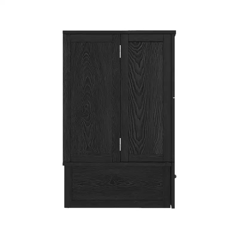 Solid Wood Frame Queen Murphy Bed with Built-in Charger and Storage Drawer