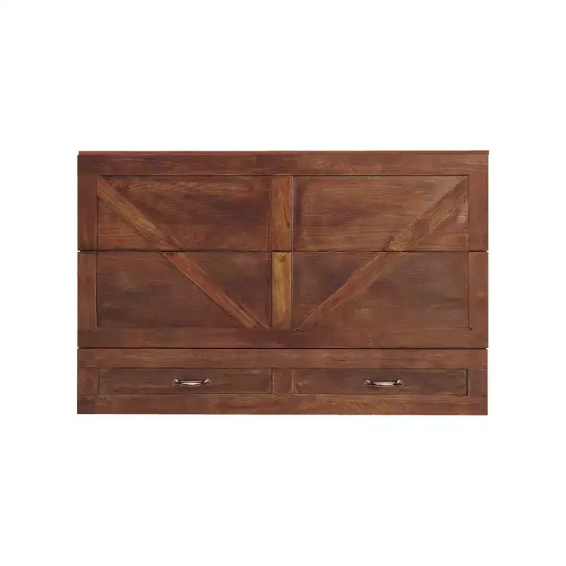 Solid Wood Frame Queen Murphy Bed with Built-in Charger and Storage Drawer