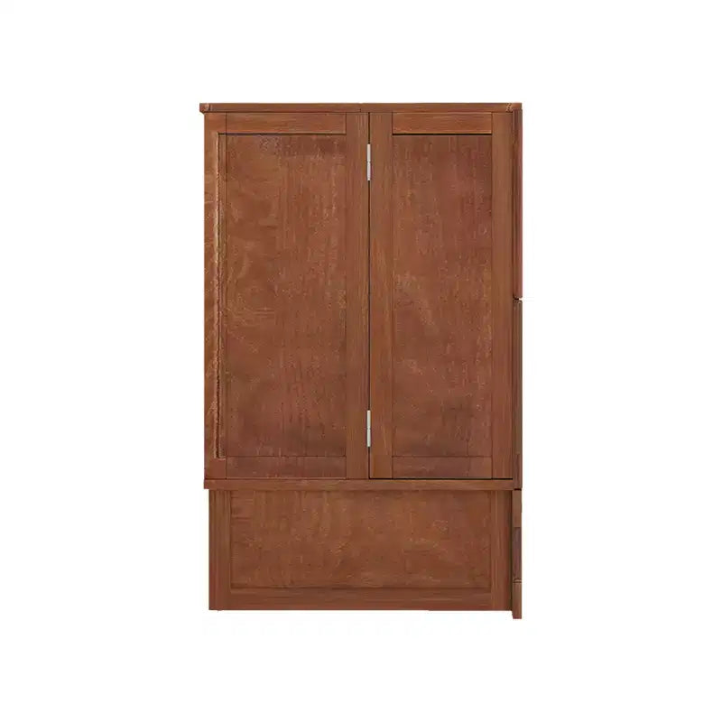 Solid Wood Frame Queen Murphy Bed with Built-in Charger and Storage Drawer