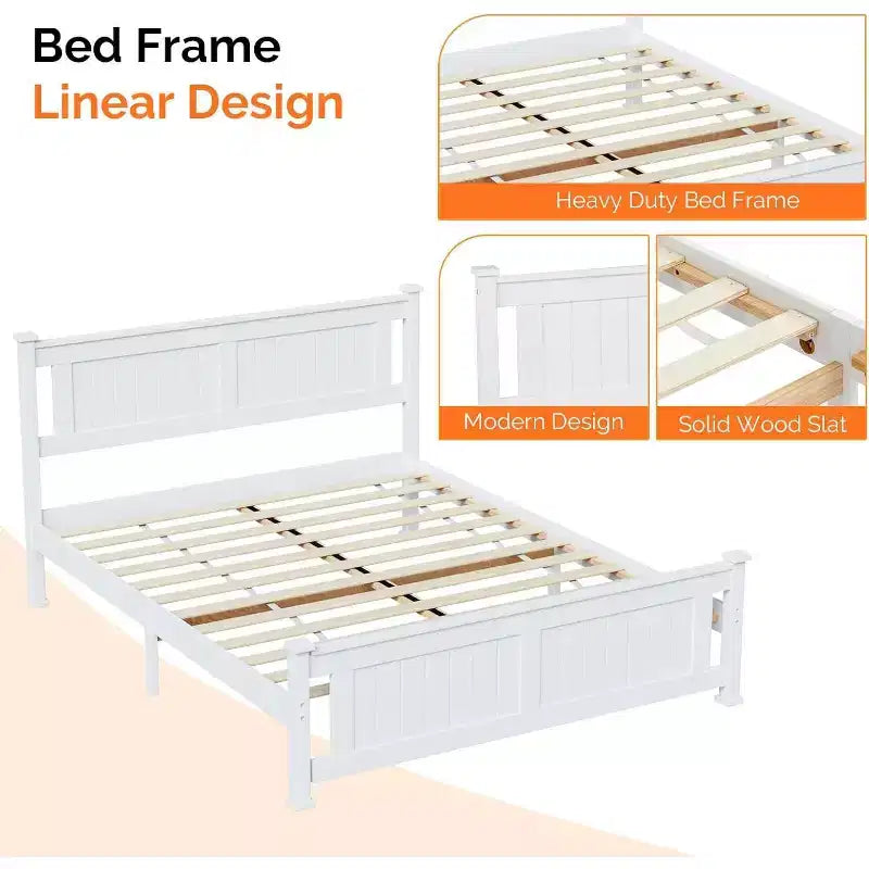 Full Size Wood Bed Frame with 4 Storage Drawers and Headboard