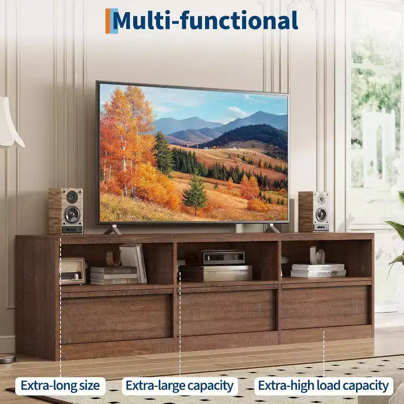 70 inch TV Stand for 80 TVs, Mid Century Modern Entertainment Center with Storage Drawer & Open Shelves,for Living Room