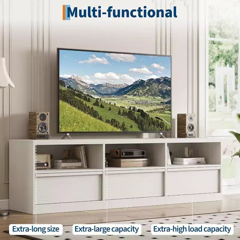 70 inch TV Stand for 80 TVs, Mid Century Modern Entertainment Center with Storage Drawer & Open Shelves,for Living Room