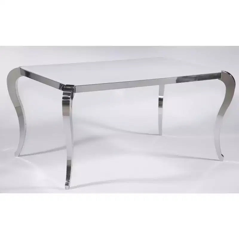 Glass Top Dining Table with Cabriole Steel Base