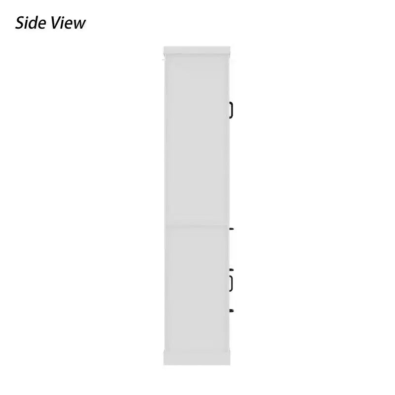 Tall Bathroom Storage Cabinet with Glass Doors and Drawers