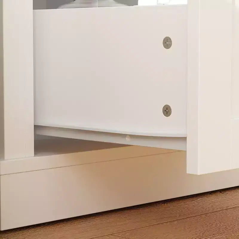 Tall Bathroom Storage Cabinet with Glass Doors and Drawers
