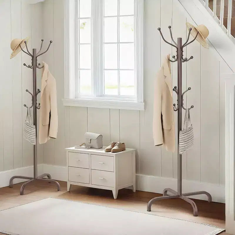 Appendiabiti a piantana con 14 ganci, utilizzato come appendiabiti indipendente per ingressi, corridoi, camere da letto e uffici, con una capacità di carico massima di 5 kg