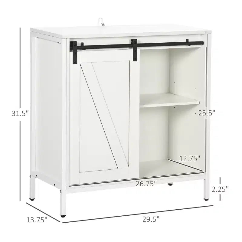 Buffet, credenza stile rustico, mobile bar con ripiano regolabile, anta scorrevole a fienile per cucina