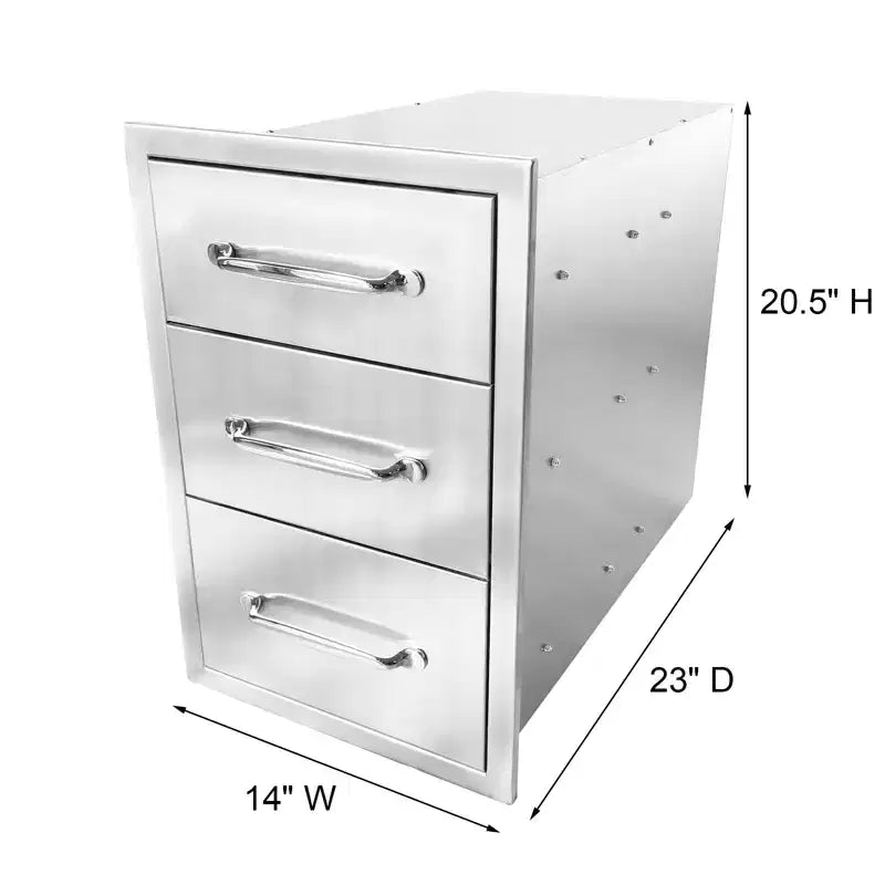 Cassetto da Esterno in Acciaio Inossidabile per Cucina, Cassetto per Barbecue per Isole e Stazioni Grill, Design a Incasso, Resistente alle Intemperie e alla Ruggine