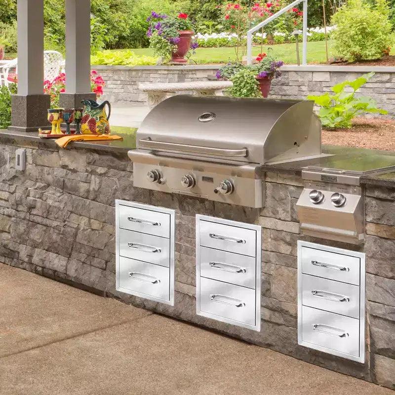 Cassetto da Esterno in Acciaio Inossidabile per Cucina, Cassetto per Barbecue per Isole e Stazioni Grill, Design a Incasso, Resistente alle Intemperie e alla Ruggine
